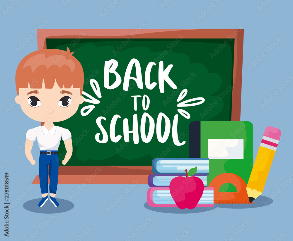 back to school with student boy and supplies education back to school with student boy and supplies education