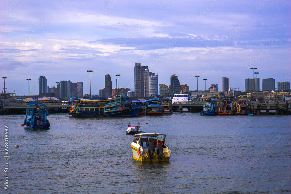 Fototapeta premium Ferry Terminal across the shore Pattaya in Thailand