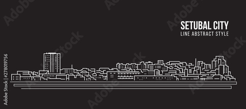 Cityscape Building Line art Vector Illustration design - Setubal city photo