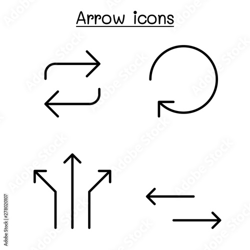 Arrow icon set in thin line style