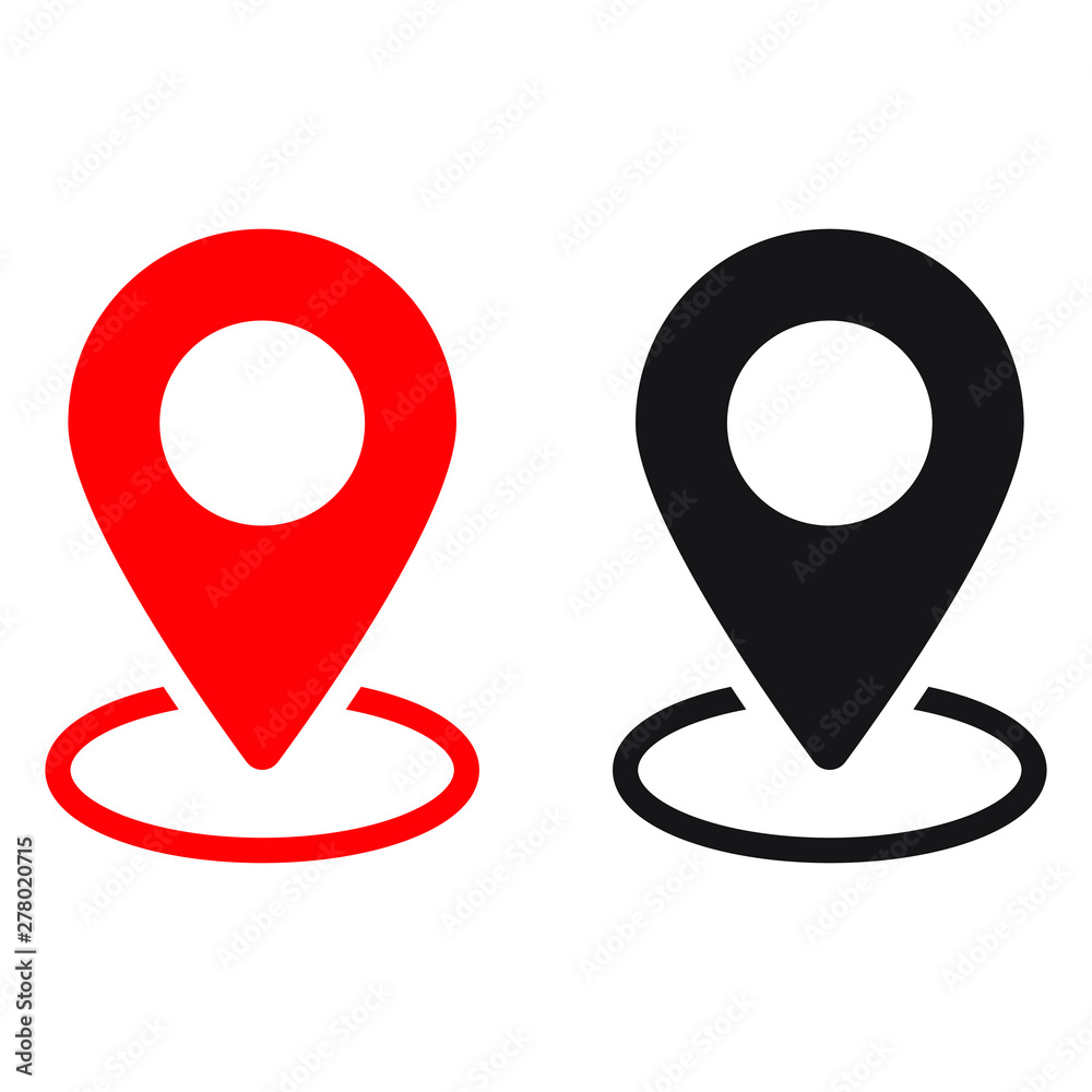 Red and black maps pin. Location map icon. Location pin. Pin icon vector.  Stock Vector | Adobe Stock