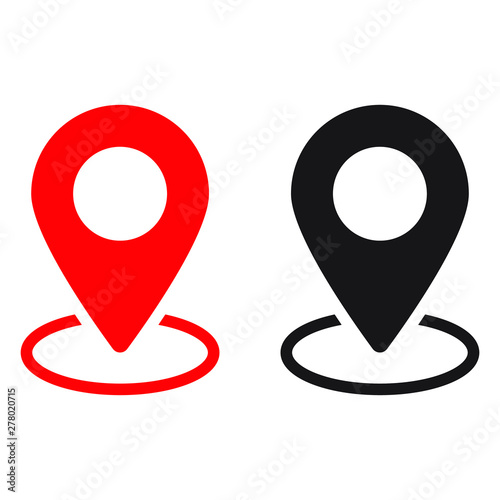 Red and black maps pin. Location map icon. Location pin. Pin icon vector.