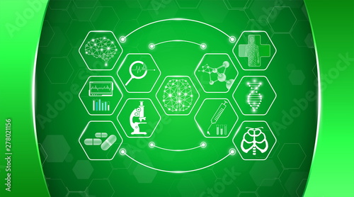 abstract background technology concept in green light,human body heal,technology modern medical science in future and global international medical with tests analysis clone DNA human