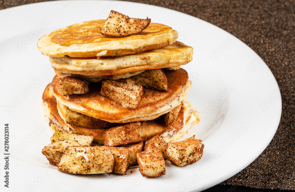 pancakes on the white plate pancakes on the white plate