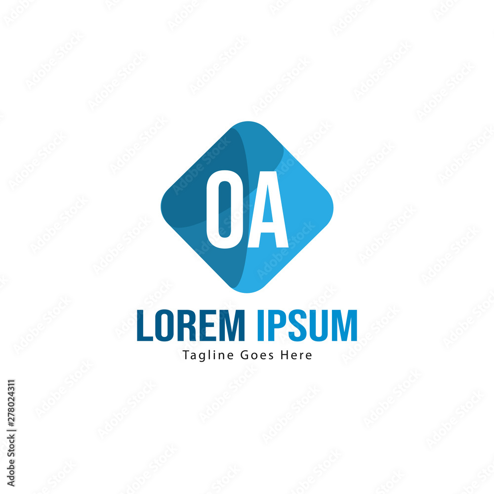 Initial OA logo template with modern frame. Minimalist OA letter logo vector illustration