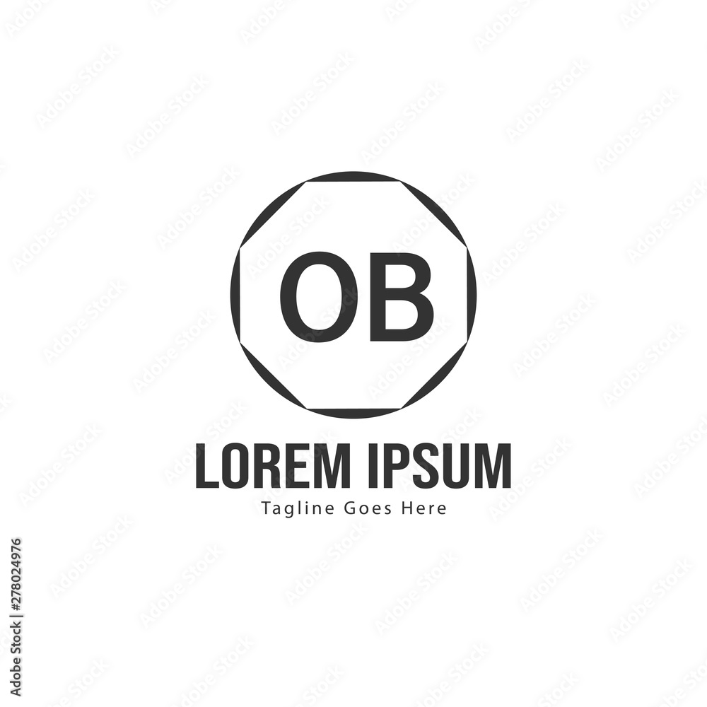 Initial OB logo template with modern frame. Minimalist OB letter logo vector illustration