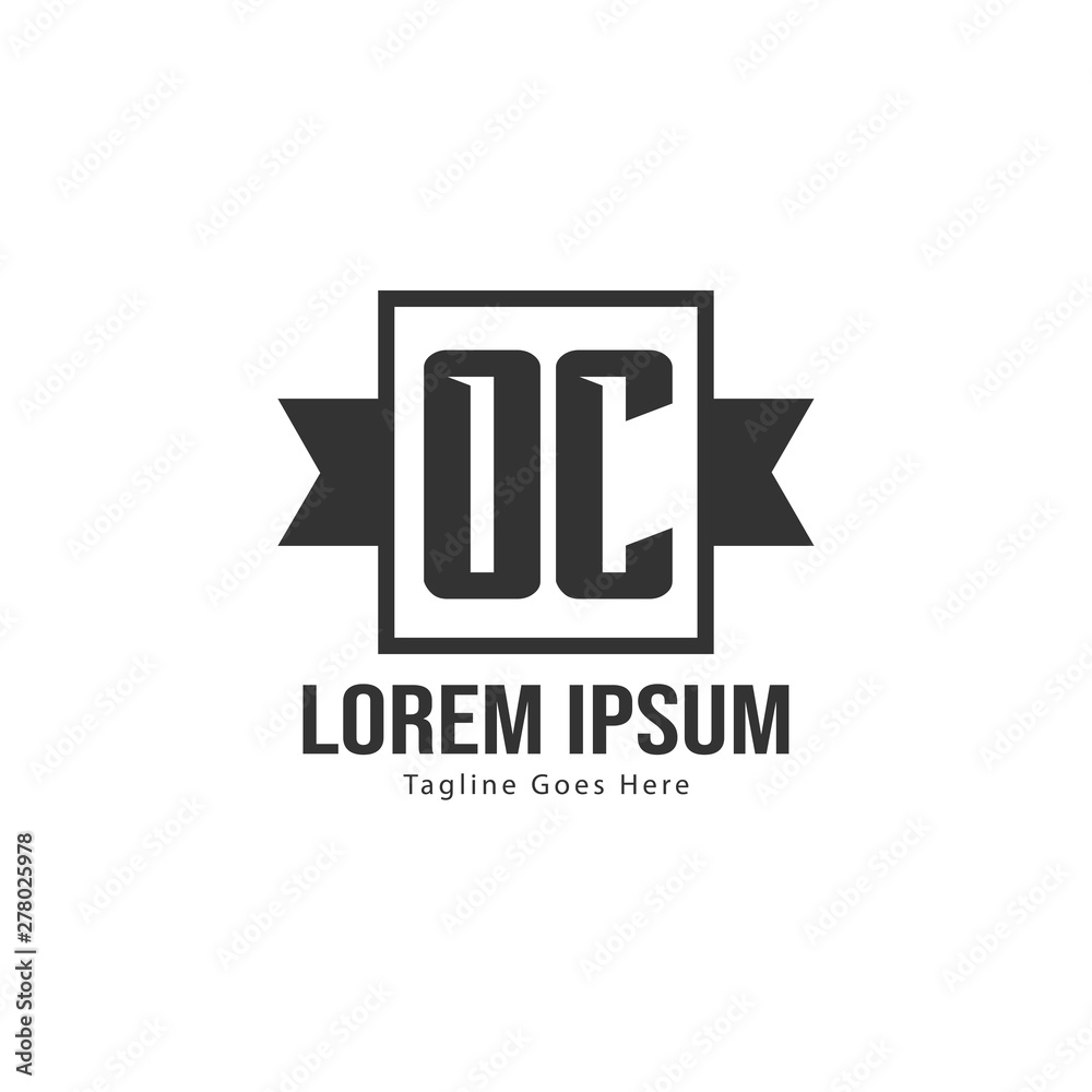 Initial OC logo template with modern frame. Minimalist OC letter logo vector illustration