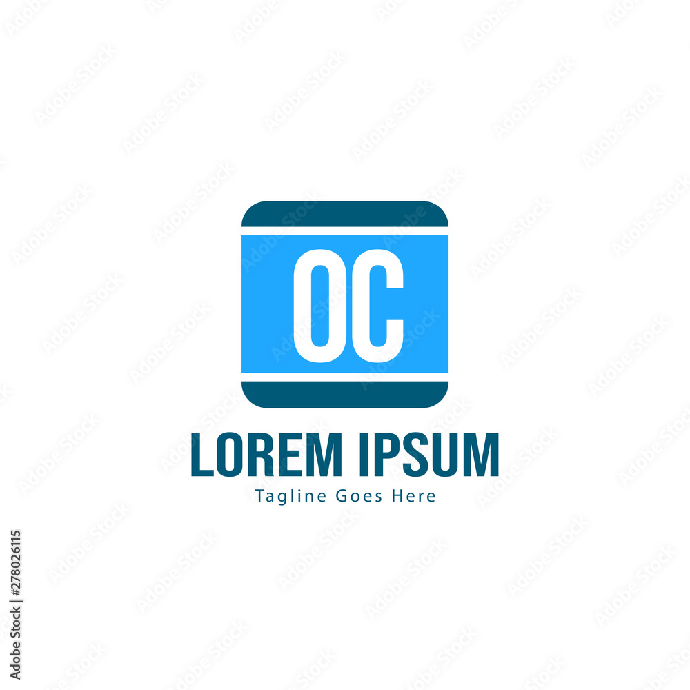 Initial OC logo template with modern frame. Minimalist OC letter logo vector illustration