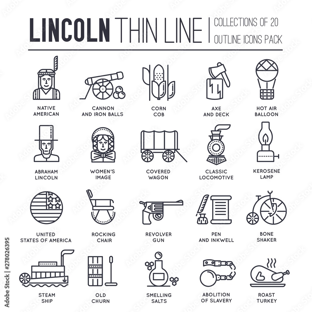Set of President day in USA icons, pictograms. Set of President day in USA icons, pictograms.
