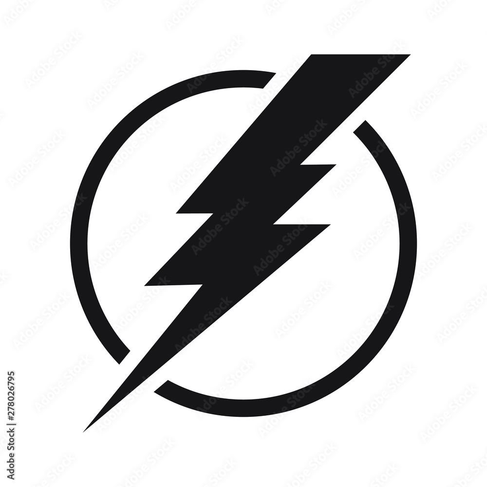 Lightning, electric power vector logo design element. Energy and thunder electricity symbol concept. Lightning bolt sign in the circle. Power fast speed logotype Lightning, electric power vector logo design element. Energy and thunder electricity symbol concept. Lightning bolt sign in the circle. Power fast speed logotype