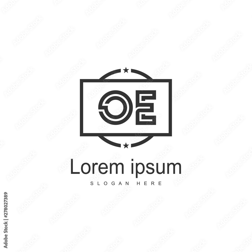 Initial OE logo template with modern frame. Minimalist OE letter logo vector illustration Initial OE logo template with modern frame. Minimalist OE letter logo vector illustration