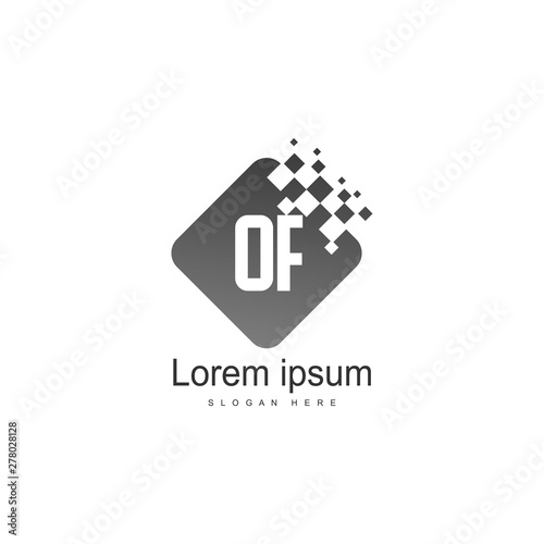 Initial OF logo template with modern frame. Minimalist OF letter logo vector illustration