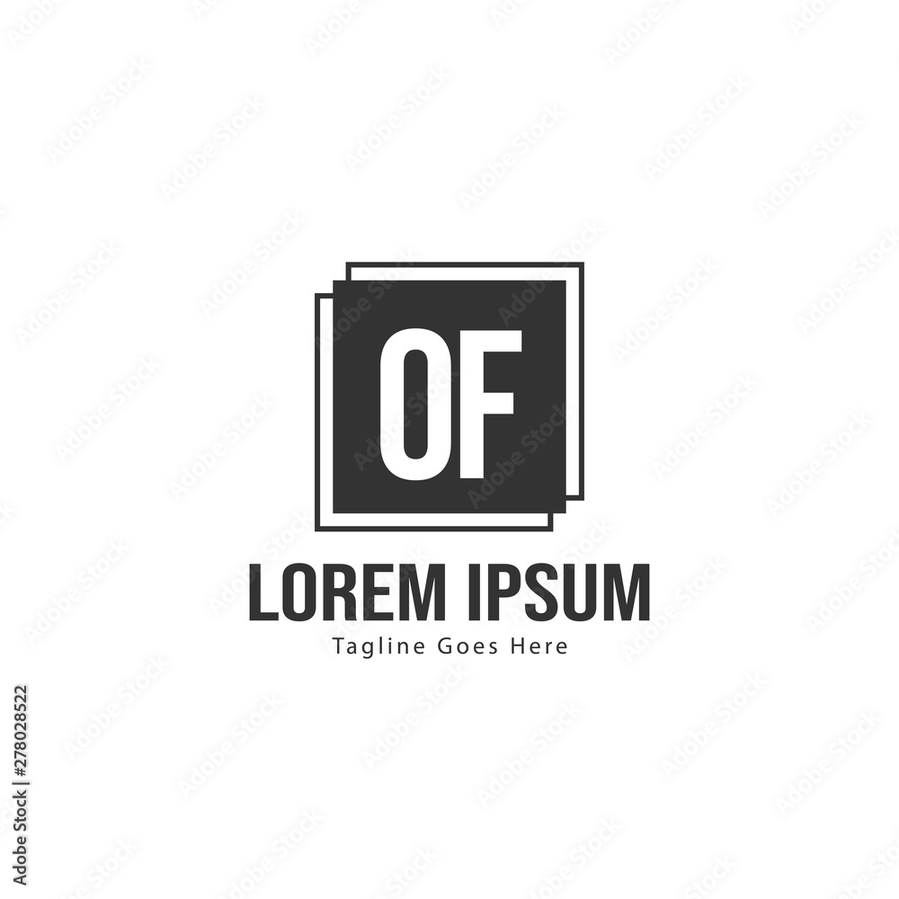 Initial OF logo template with modern frame. Minimalist OF letter logo vector illustration