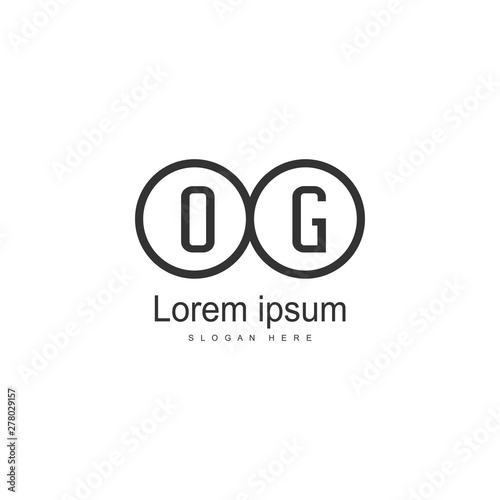 Initial OG logo template with modern frame. Minimalist OG letter logo vector illustration