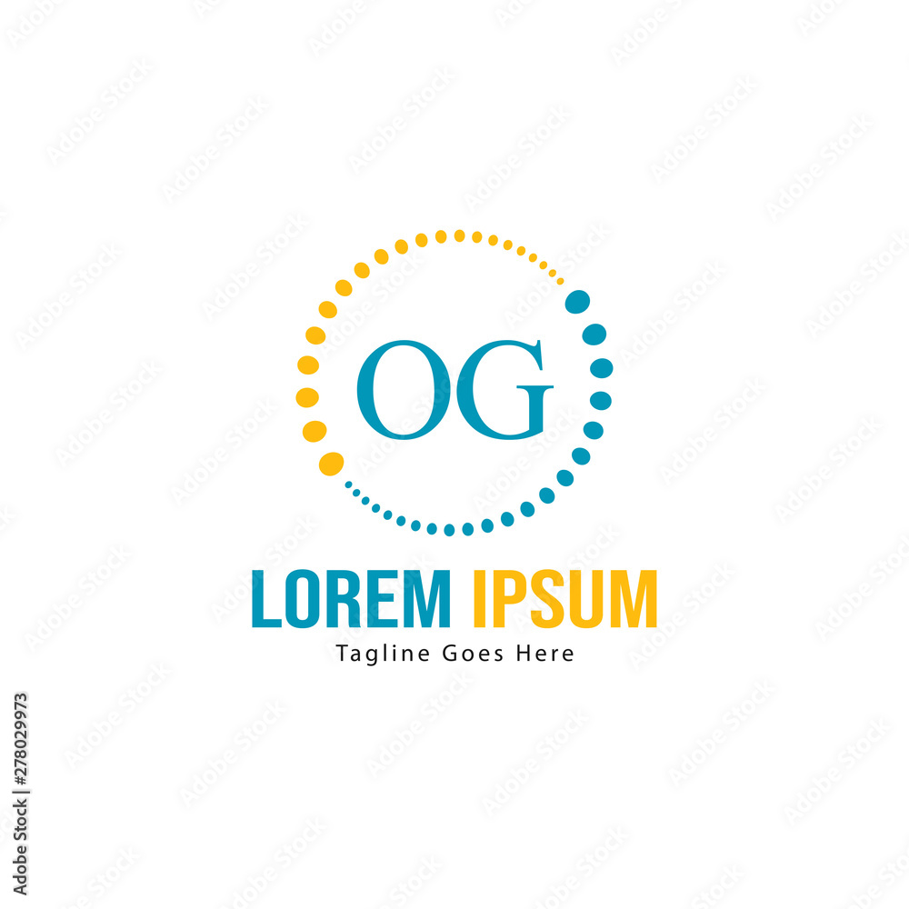 Initial OG logo template with modern frame. Minimalist OG letter logo vector illustration