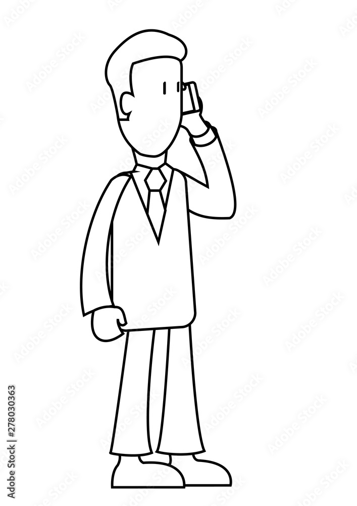 A man with a phone,a businessman talking on the phone.A schematic image,the icon.Vector image.