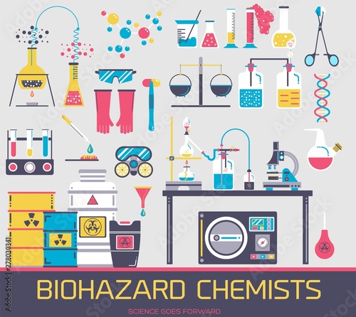 Manufacturing of biohazard chemical agents clipart.
