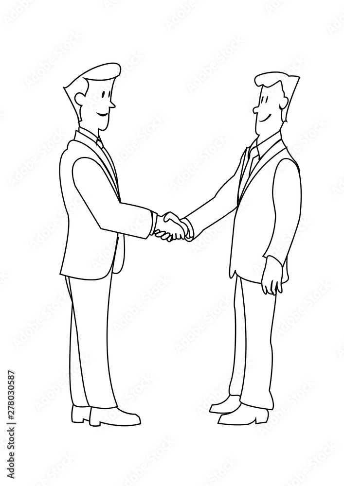 Two men shake hands.Schematic.Vector image. Two men shake hands.Schematic.Vector image.