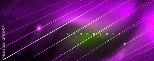 Vector neon light lines concept, abstract background