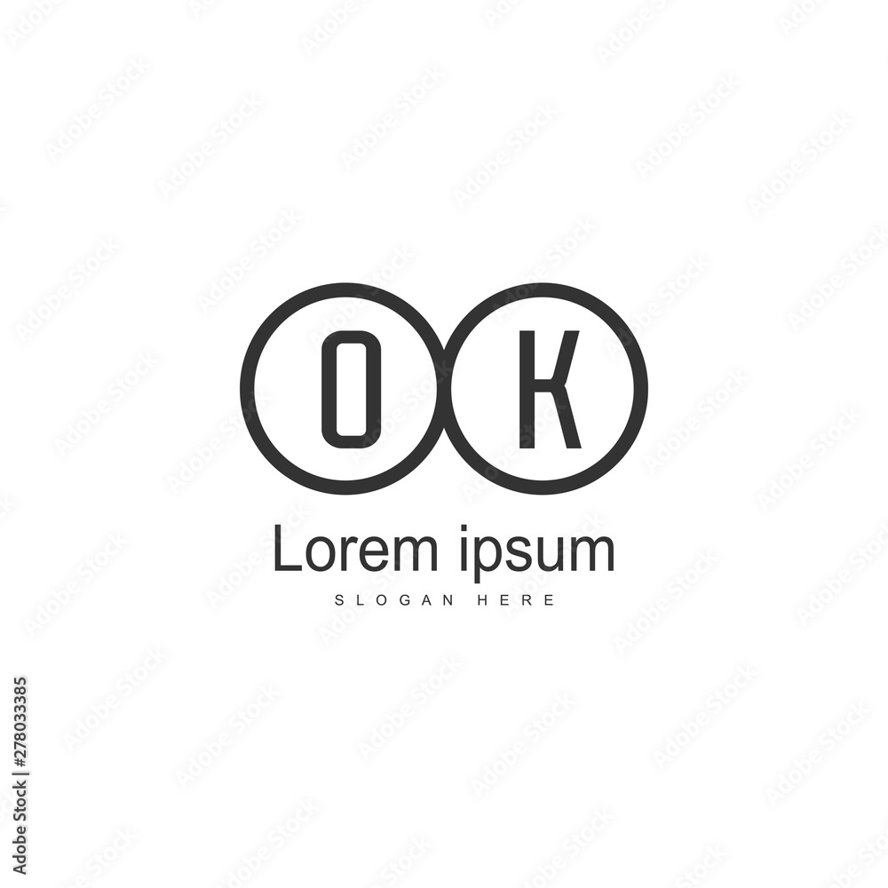 Initial OK logo template with modern frame. Minimalist OK letter logo vector illustration Initial OK logo template with modern frame. Minimalist OK letter logo vector illustration