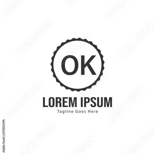 Initial OK logo template with modern frame. Minimalist OK letter logo vector illustration