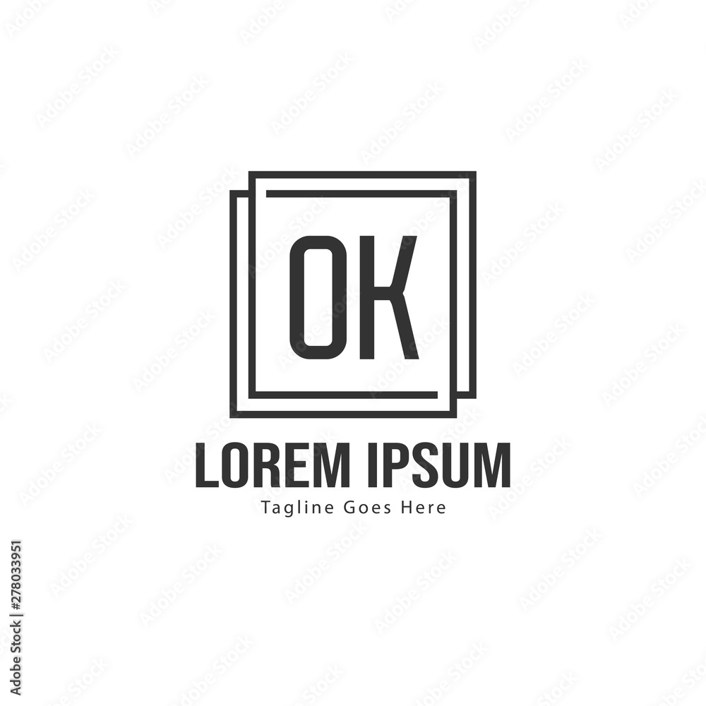 Initial OK logo template with modern frame. Minimalist OK letter logo vector illustration Initial OK logo template with modern frame. Minimalist OK letter logo vector illustration