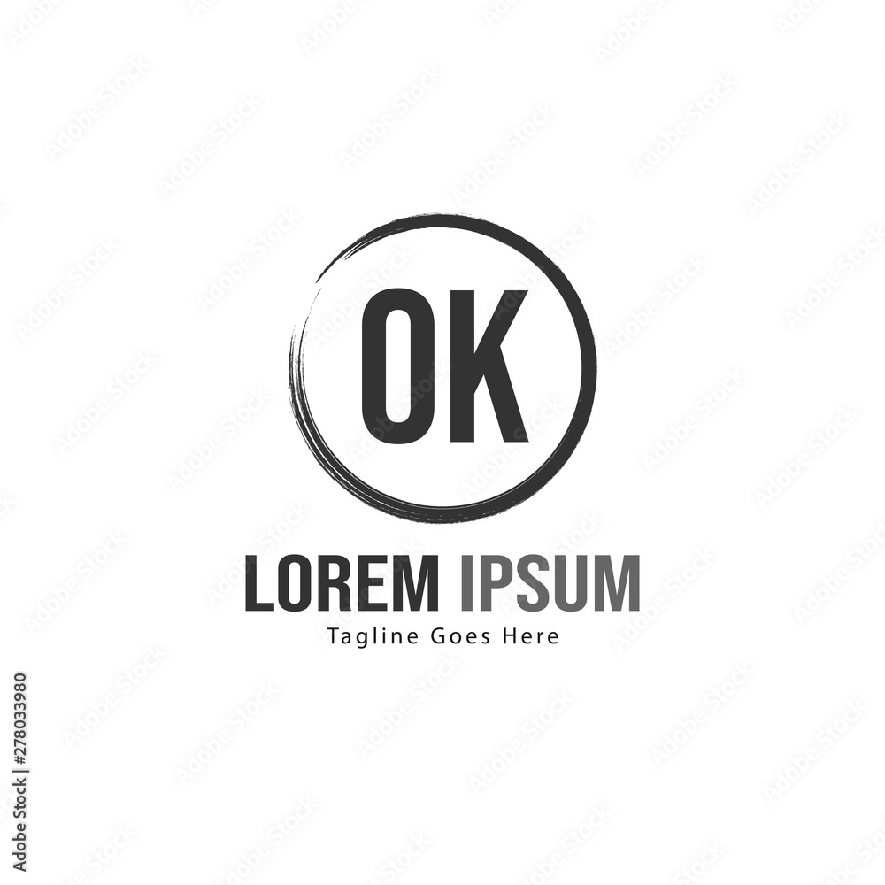 Initial OK logo template with modern frame. Minimalist OK letter logo vector illustration Initial OK logo template with modern frame. Minimalist OK letter logo vector illustration
