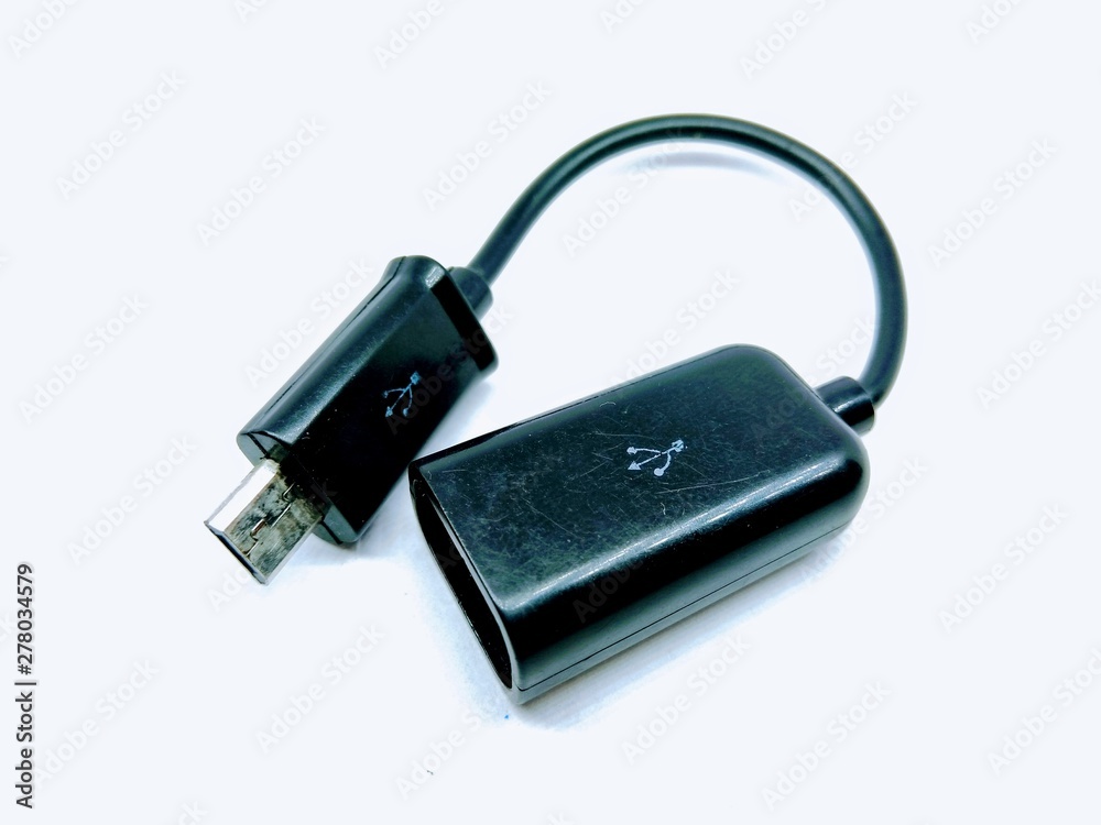 A picture of otg cable isolated on white background A picture of otg cable isolated on white background