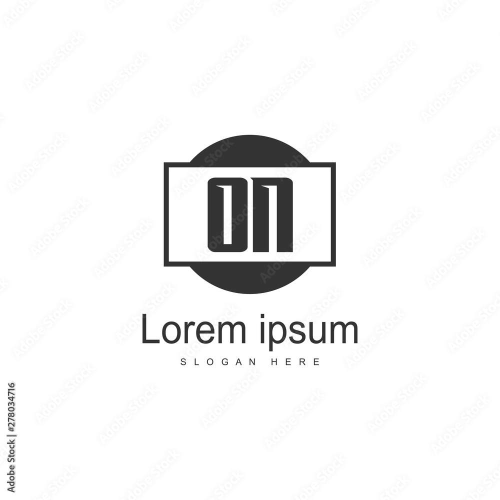 Initial ON logo template with modern frame. Minimalist ON letter logo vector illustration