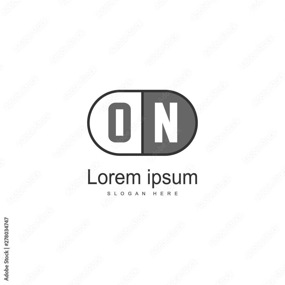 Initial ON logo template with modern frame. Minimalist ON letter logo vector illustration Initial ON logo template with modern frame. Minimalist ON letter logo vector illustration