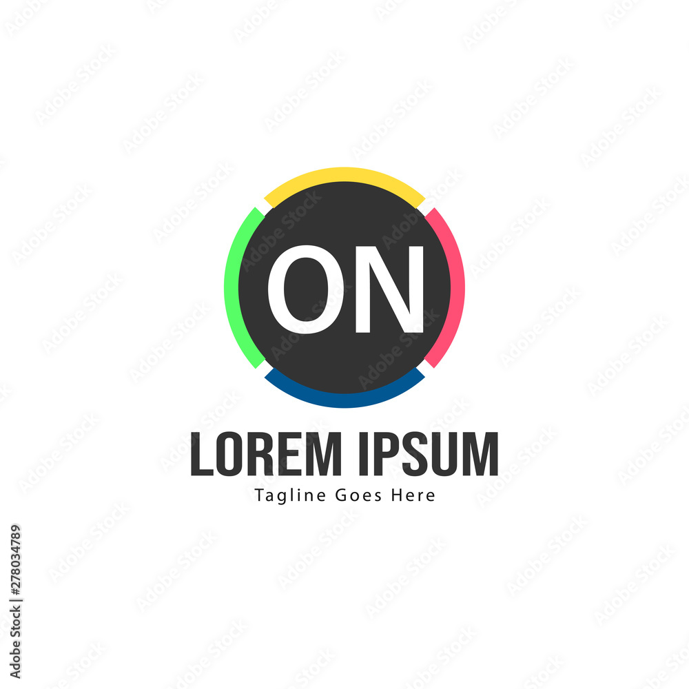 Initial ON logo template with modern frame. Minimalist ON letter logo vector illustration Initial ON logo template with modern frame. Minimalist ON letter logo vector illustration