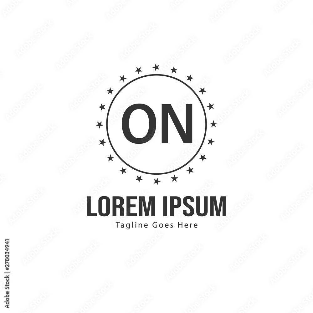 Initial ON logo template with modern frame. Minimalist ON letter logo vector illustration Initial ON logo template with modern frame. Minimalist ON letter logo vector illustration