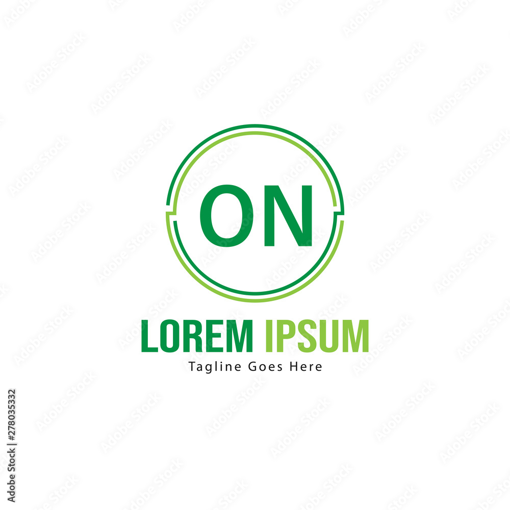 Initial ON logo template with modern frame. Minimalist ON letter logo vector illustration