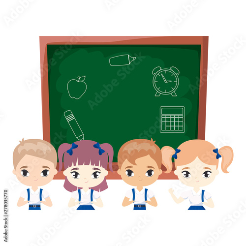 cute little students with board school