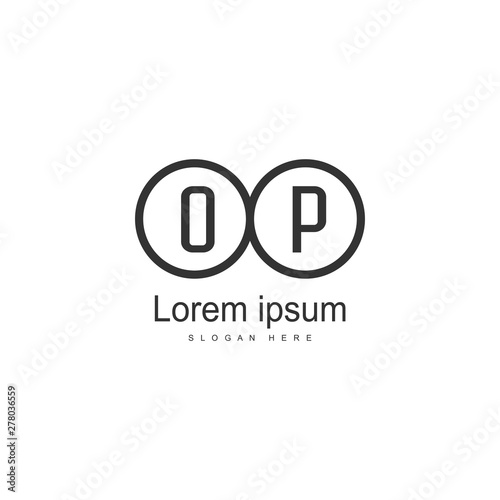 Initial OP logo template with modern frame. Minimalist OP letter logo vector illustration