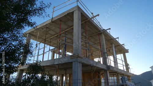 Two storey shell of new building in Andalusian village