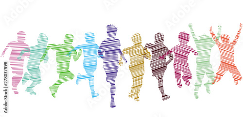 eine Gruppe von Kind laufen und haben Freude, Illustration-Isoliert