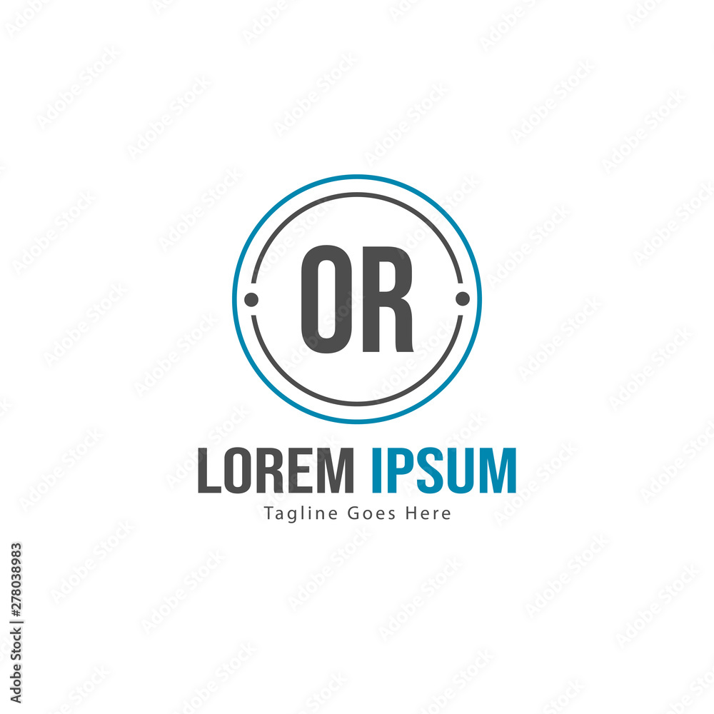 Initial OR logo template with modern frame. Minimalist OR letter logo vector illustration