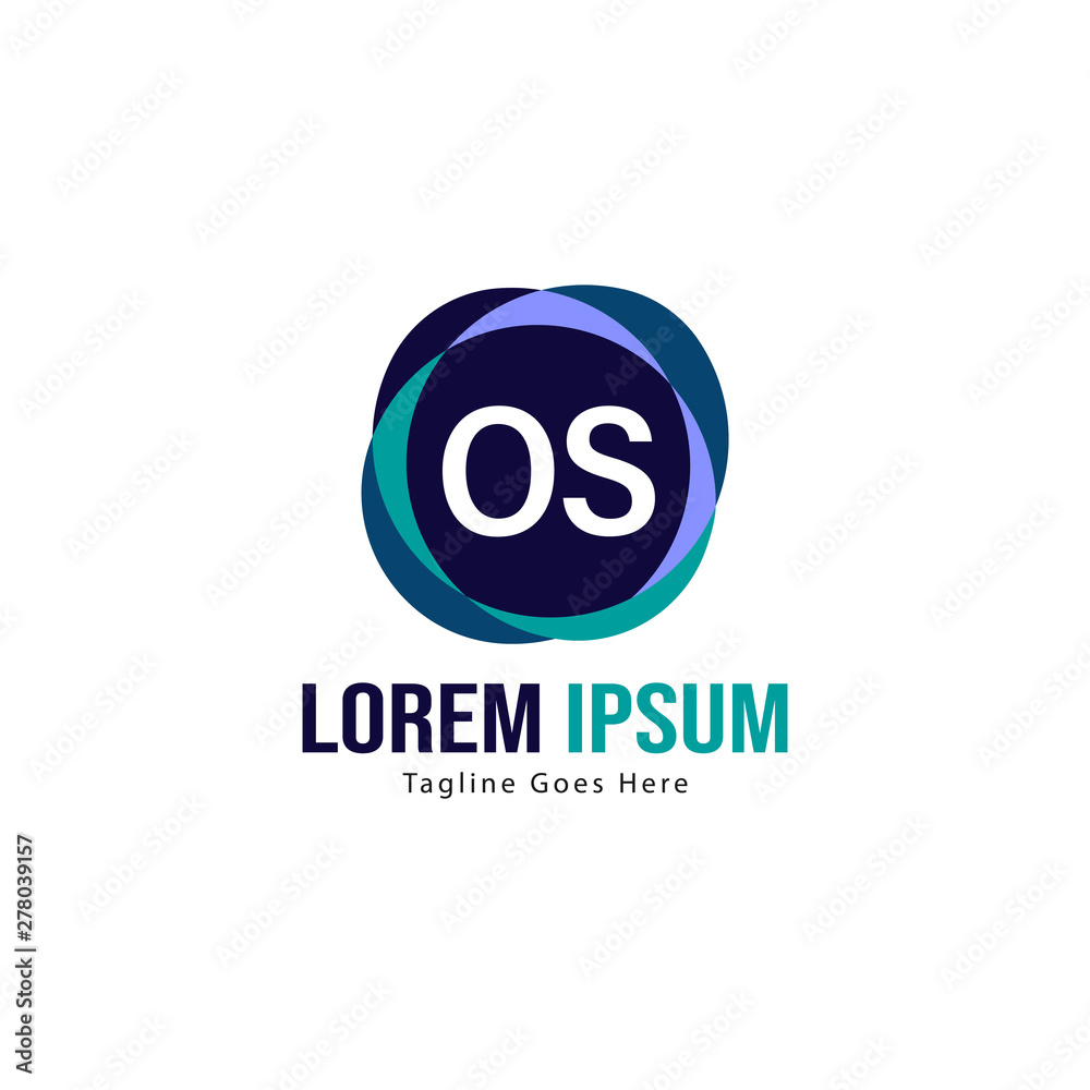 Obraz premium Initial OS logo template with modern frame. Minimalist OS letter logo vector illustration