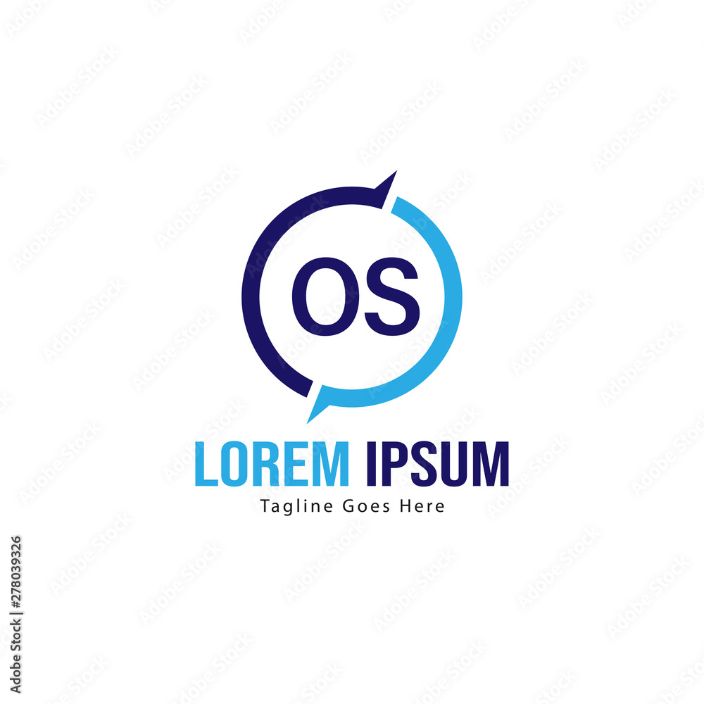 Obraz premium Initial OS logo template with modern frame. Minimalist OS letter logo vector illustration