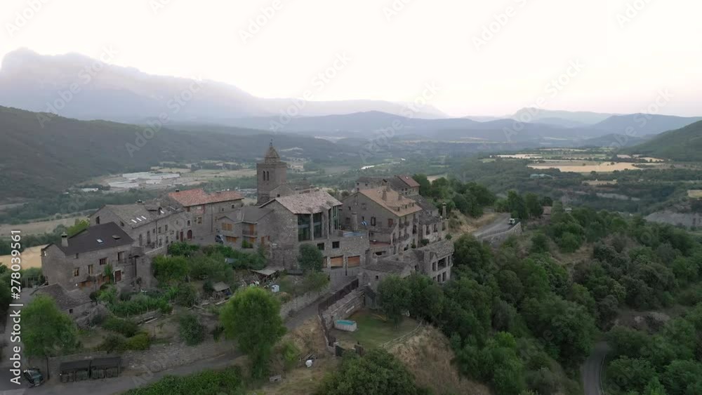 village of the Aragonese Pyrenees seen from the air village of the Aragonese Pyrenees seen from the air