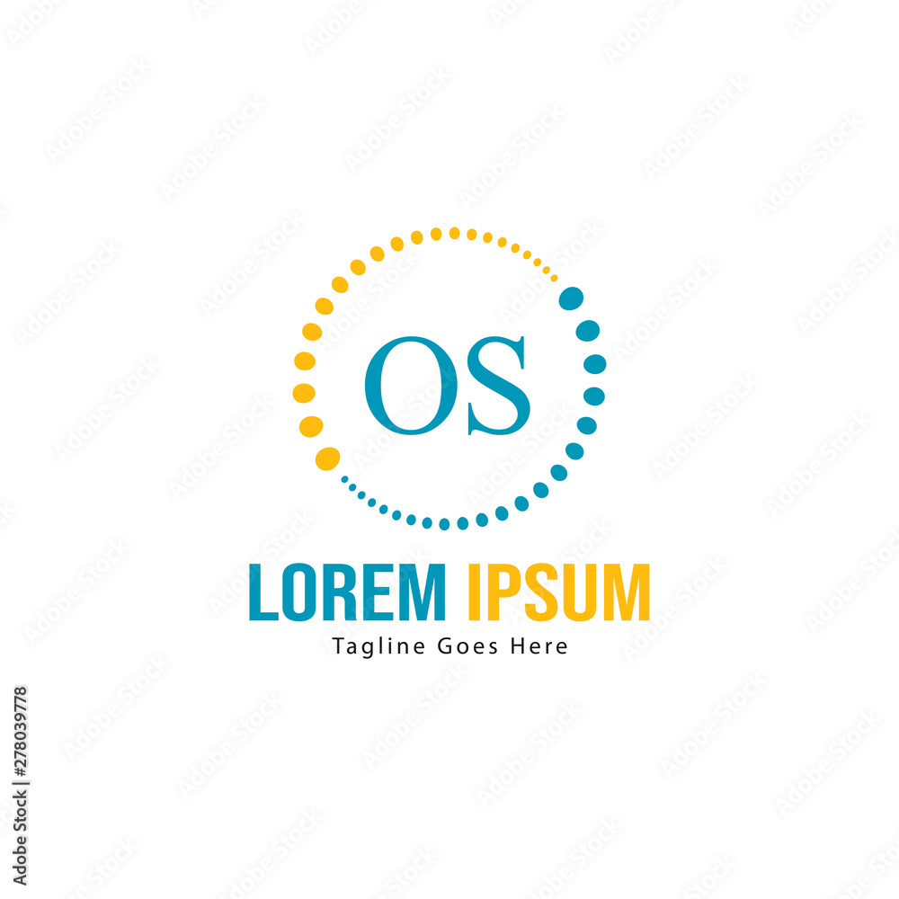 Initial OS logo template with modern frame. Minimalist OS letter logo vector illustration