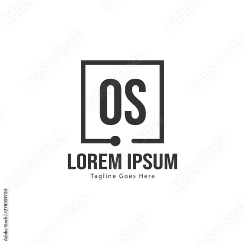 Initial OS logo template with modern frame. Minimalist OS letter logo vector illustration