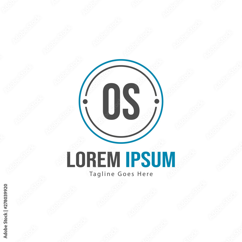 Initial OS logo template with modern frame. Minimalist OS letter logo vector illustration