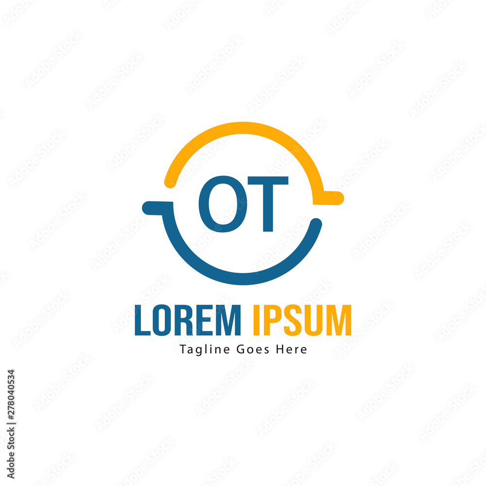 Initial OT logo template with modern frame. Minimalist OT letter logo vector illustration Initial OT logo template with modern frame. Minimalist OT letter logo vector illustration
