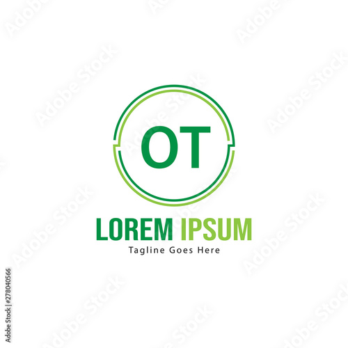 Initial OT logo template with modern frame. Minimalist OT letter logo vector illustration