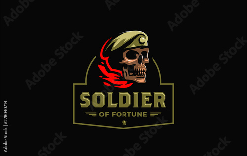Skull in a military beret 
