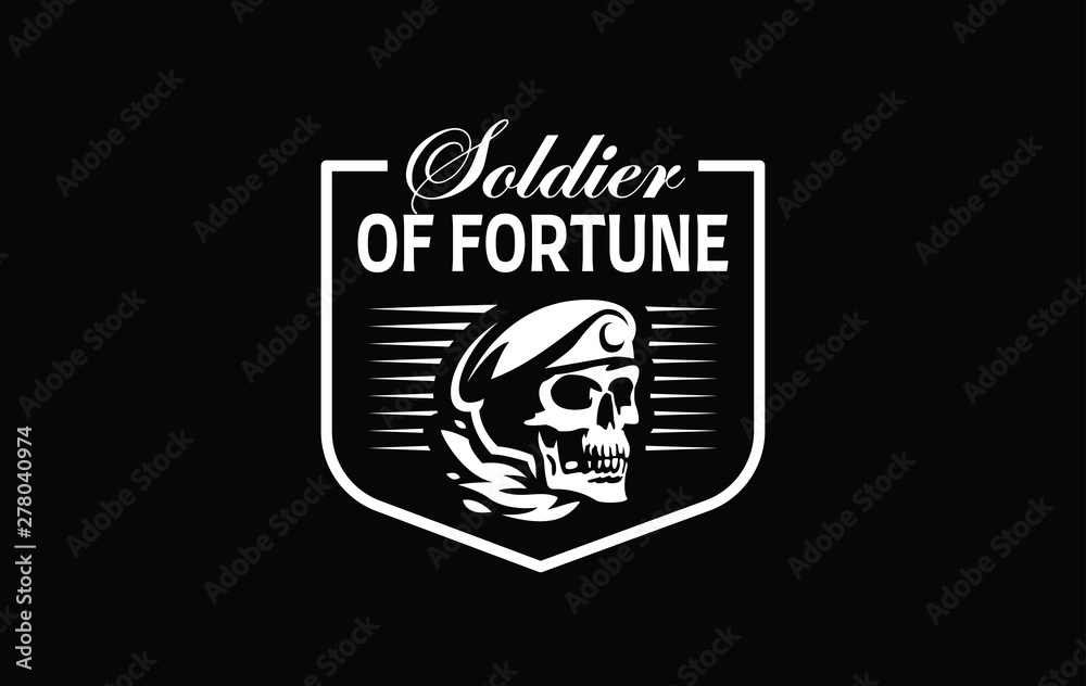 Naklejka premium Skull in a military beret 