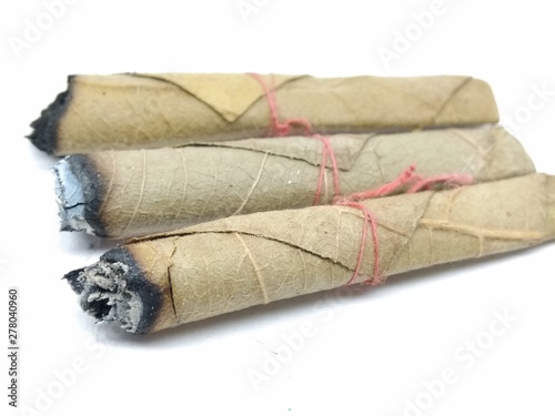 A picture of burned cigar isolated on white background