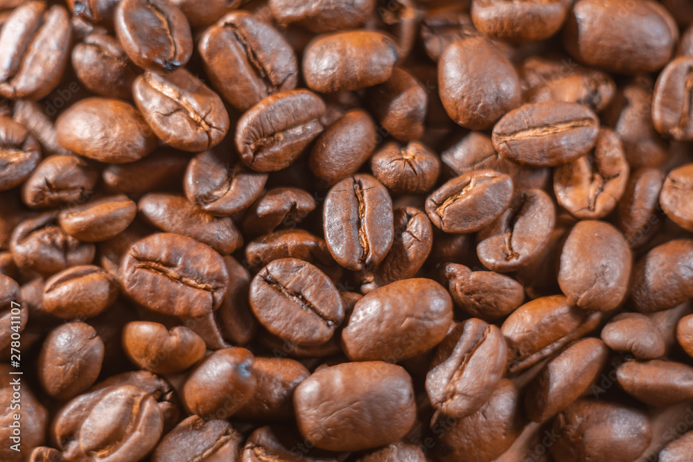 Coffee beans close up. Coffee production industry concept Coffee beans close up. Coffee production industry concept